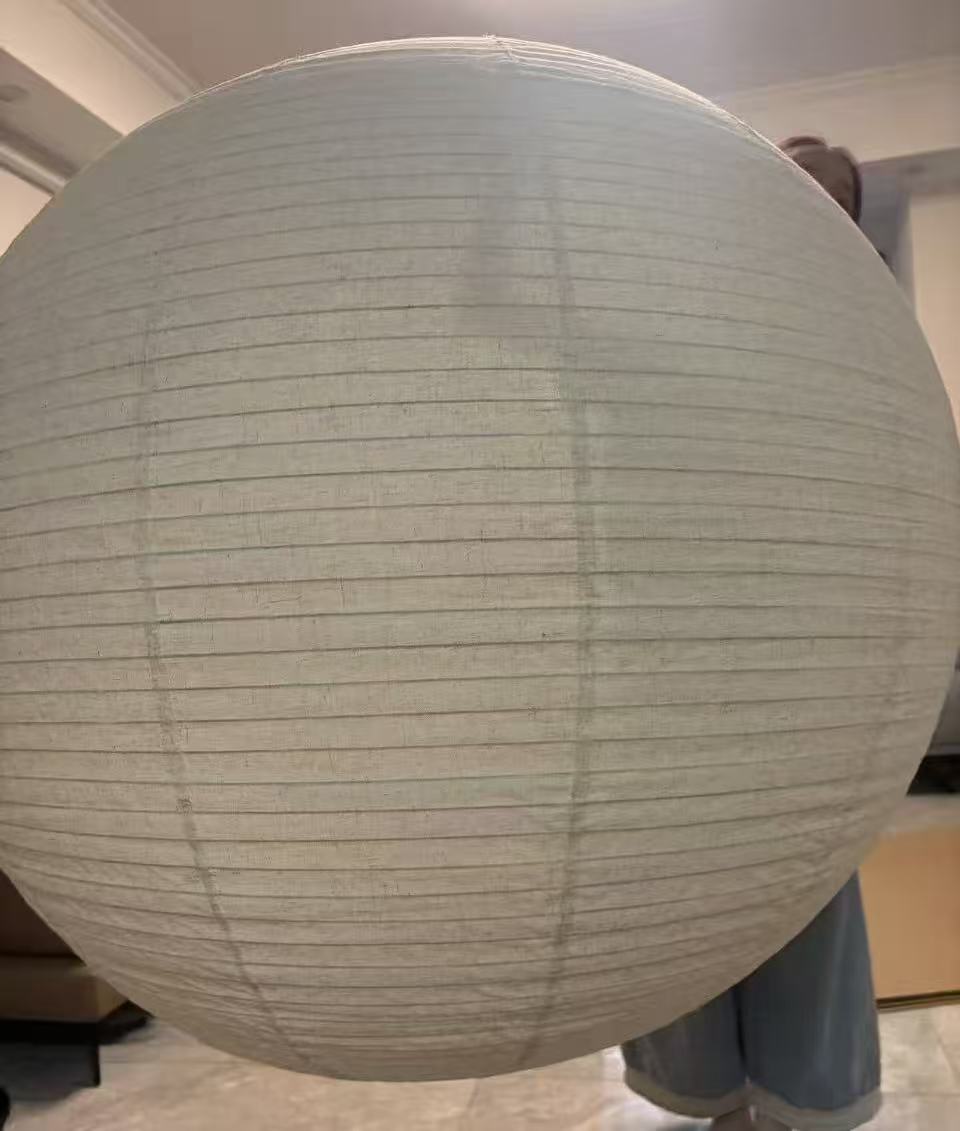 Custom Oversized Wabi-Sabi Pure Linen Globe Pendant Light with Cord Kit (Ceiling & Plug-In) – 100cm Made-to-Order