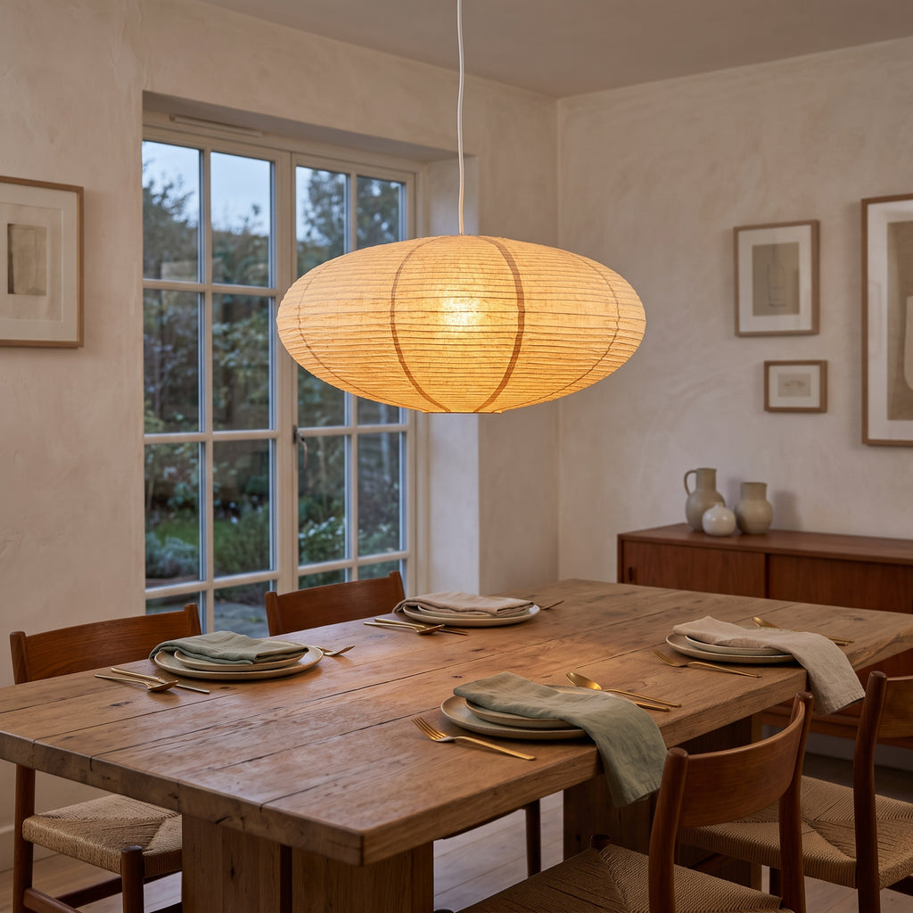 Japanese Stype linen Lantern Pendant Light Shade  – Minimalist Fabric Lampshade for Bedroom & Living Room