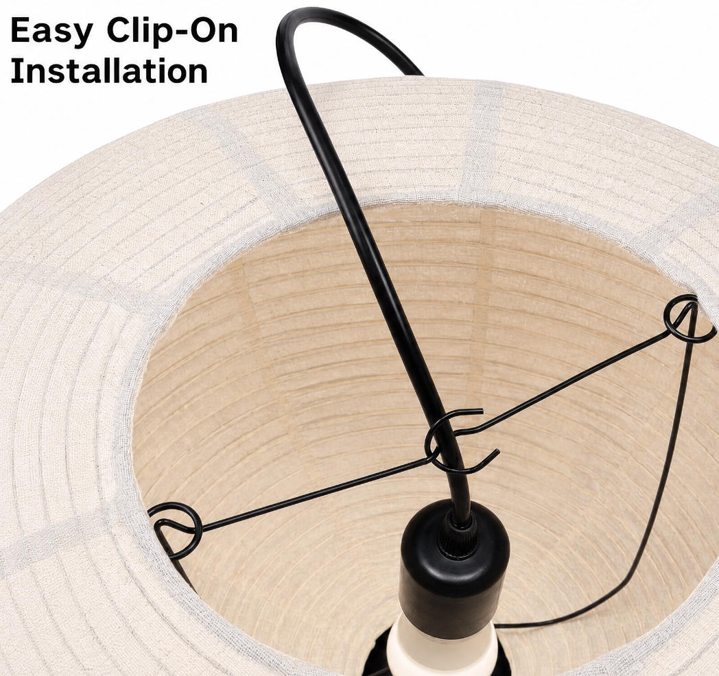 Japanese Stype linen Lantern Pendant Light Shade  – Minimalist Fabric Lampshade for Bedroom & Living Room