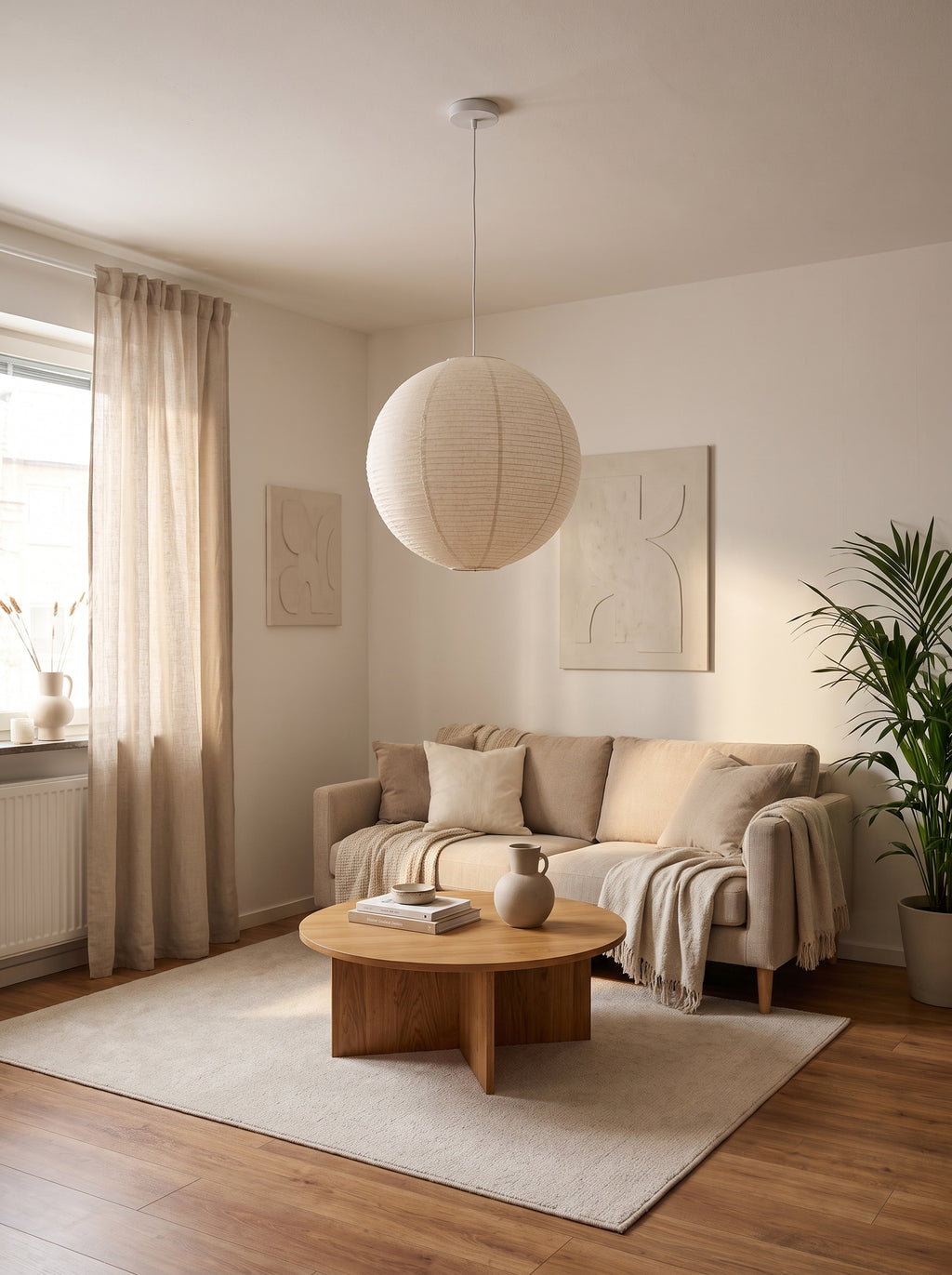 Custom Oversized Wabi-Sabi Pure Linen Globe Pendant Light with Cord Kit (Ceiling & Plug-In) – 100cm Made-to-Order