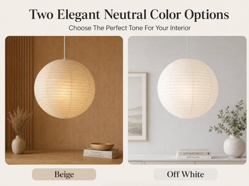 Japanese Rice Paper Lantern Pendant Light Shade – Minimalist Paper Lampshade for Bedroom & Living Room