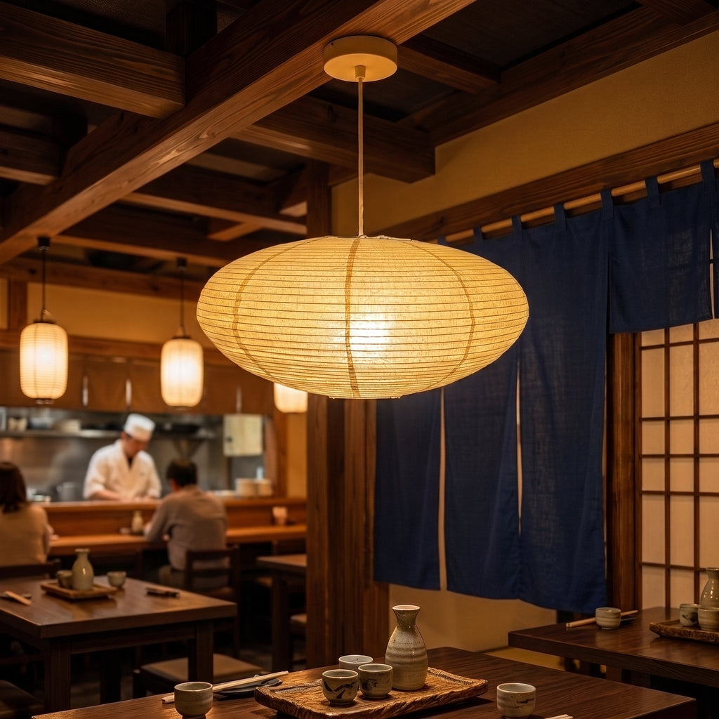 Japanese Rice Paper Lantern Pendant Light Shade (50cm-88cm) – Minimalist Paper Lampshade for Bedroom & Living Room