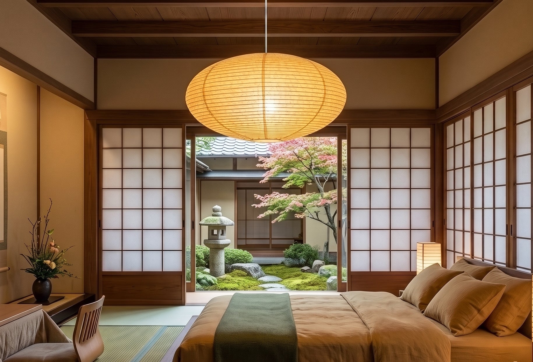 Japanese Rice Paper Lantern Pendant Light Shade (50cm-88cm) – Minimalist Paper Lampshade for Bedroom & Living Room